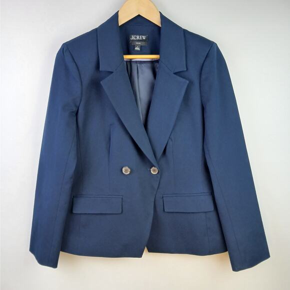 J.Crew SZ 6 Devon Blazer in Bi-Stretch Cotton Blend Navy Blue - Picture 2 of 6
